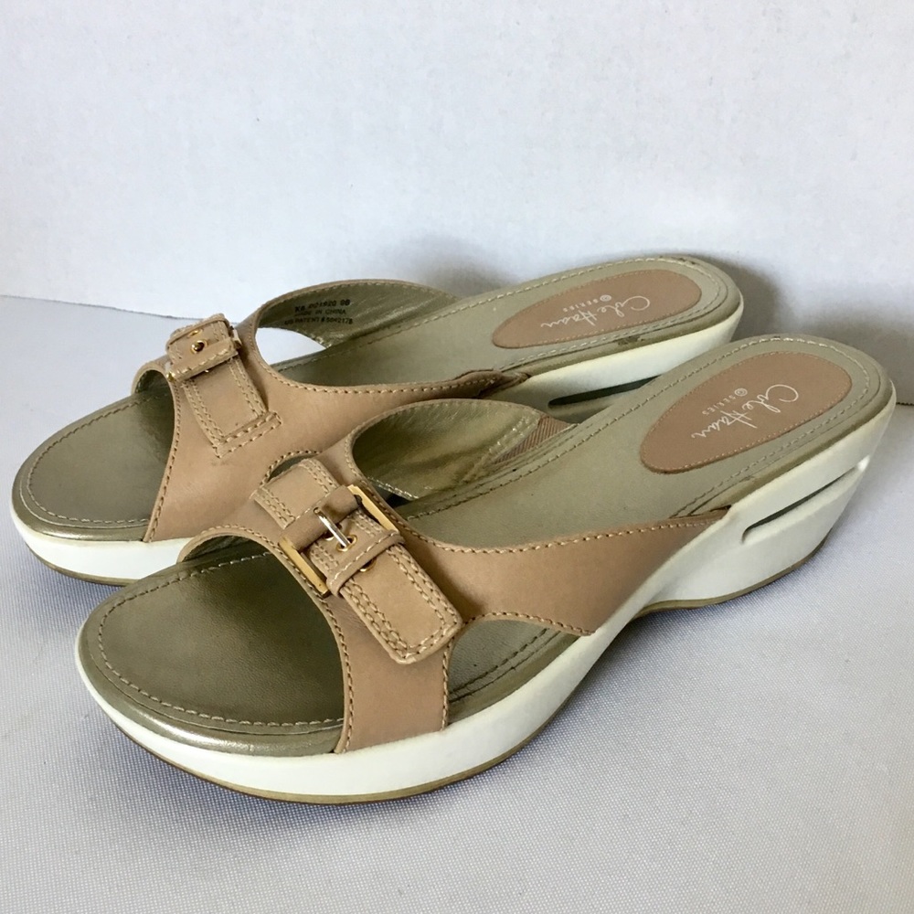 Cole Hann Nike Air Brown Wedge Sandals Womens 9